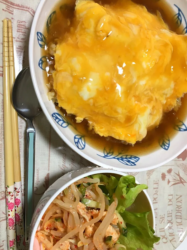 🌟天津飯
🌟胸肉ともやしきゅうりのキムチ和え|ゆりえさん