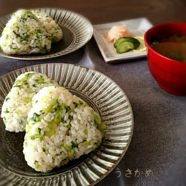 大根葉の菜飯おにぎり|うさかめさん