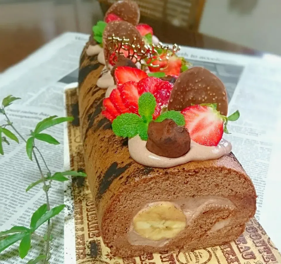 Snapdishの料理写真:娘の誕生会用、チョコロール(^з^)-☆|sakurakoさん