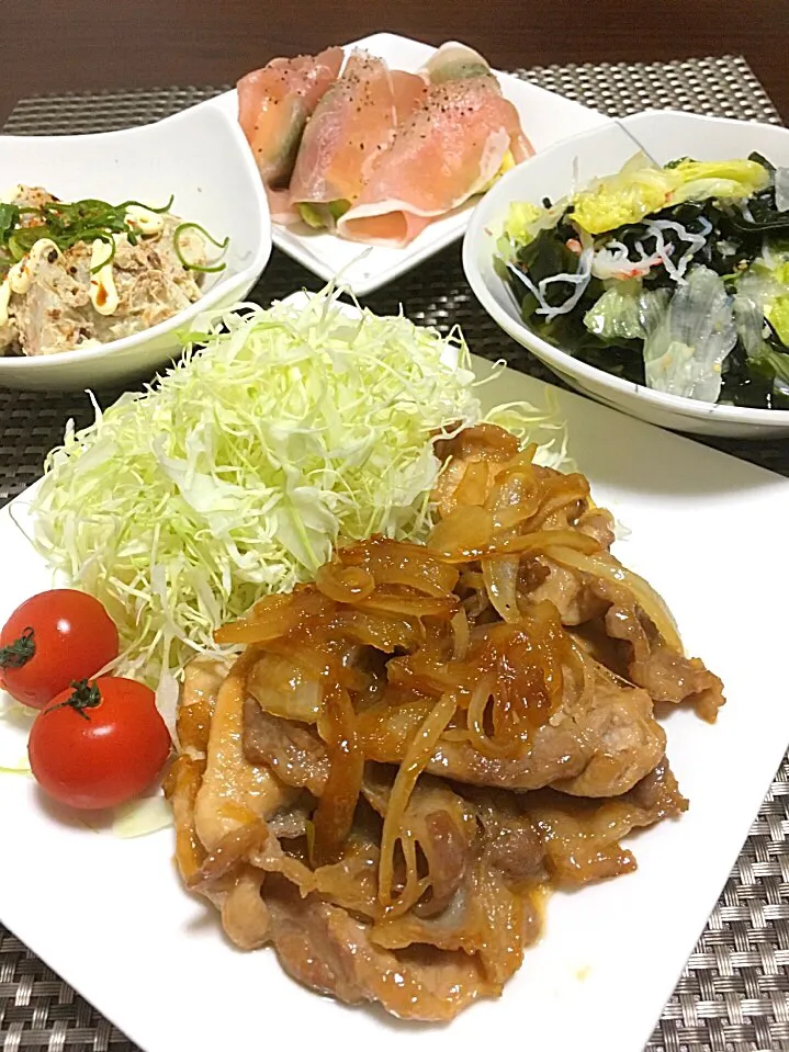 生姜焼き
酢の物
アボカド&チーズ 生ハム巻き
里芋のサラダ|みっきーさん