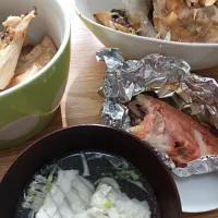 Snapdishの料理写真:鯛の煮付け&アカムツの塩焼き&ヒラメのお吸い物で魚づくし|大塚 友子さん