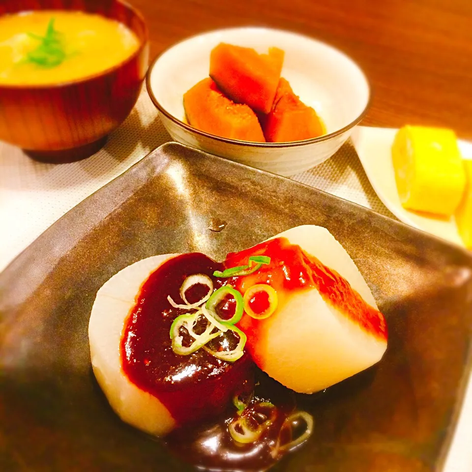 Snapdishの料理写真:ふろふき大根とカボチャの煮物で和食ご飯🍲💕|🍎ゆかりんご🍎さん