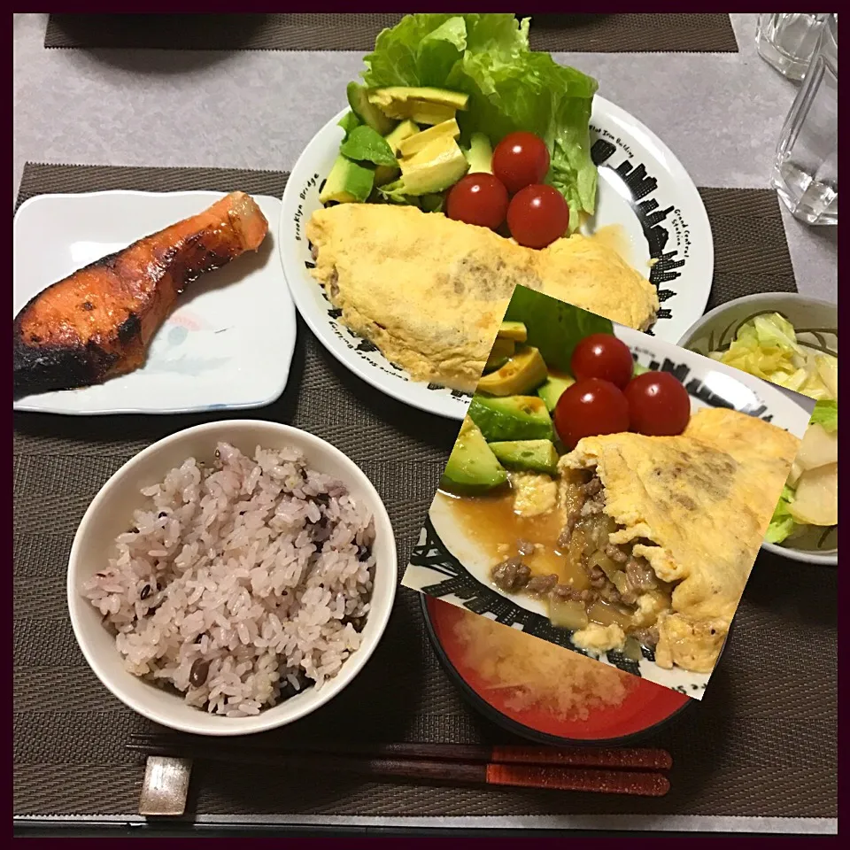 オムレツ&鮭の粕味噌漬け&かぶのレモン浅漬け|guraさん