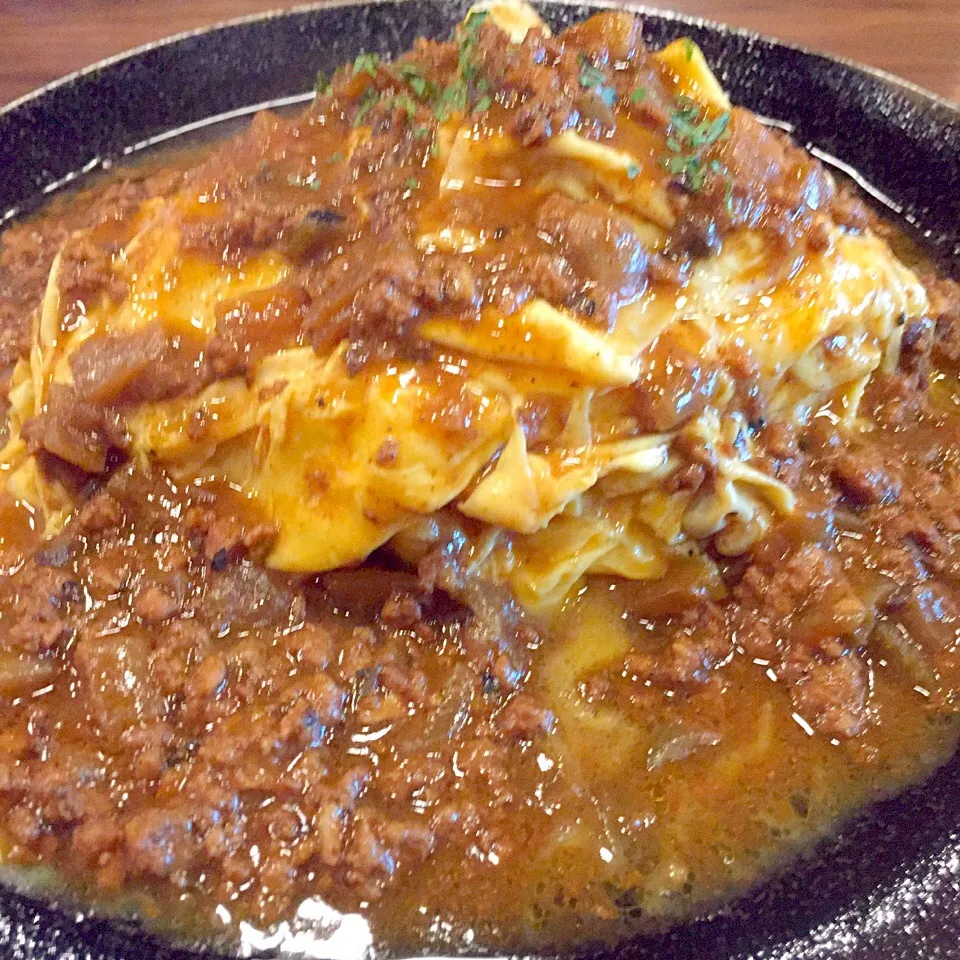 Omu rice with minced beef sauce|sgさん