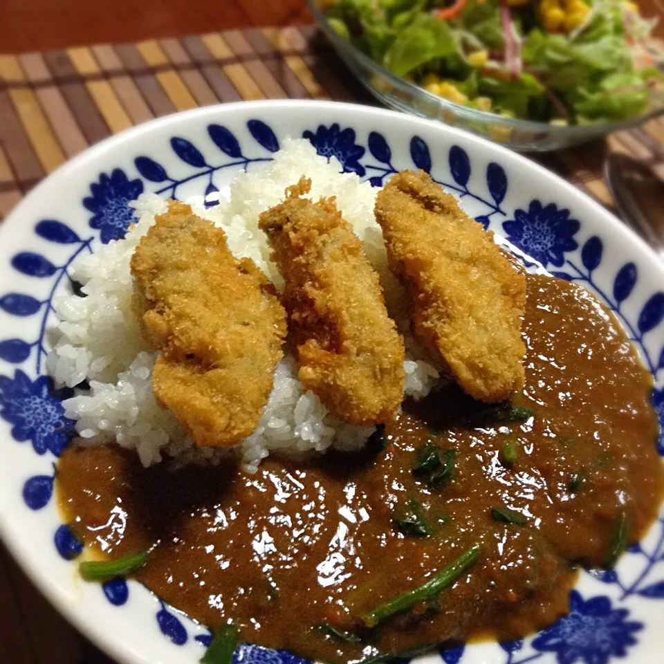 カキフライとほうれん草のカレー|qtyucoさん