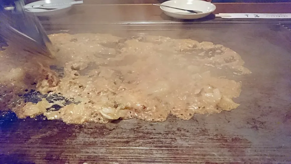 Snapdishの料理写真:もんじゃ焼き 明太餅チーズ|karyou bingaさん