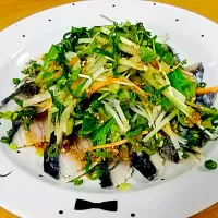 創作しめ鯖ゴマだれサラダ🍀#vinegarred mackerel #salad