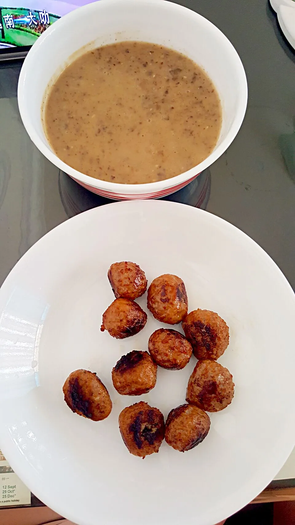 mushroom soup n meatball|rufvalさん