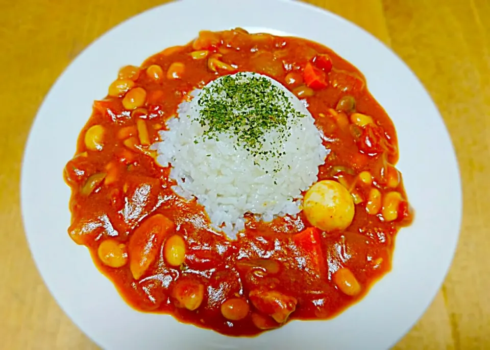 チキンとお豆のトマトカレー🍛👳|ぎるママさん