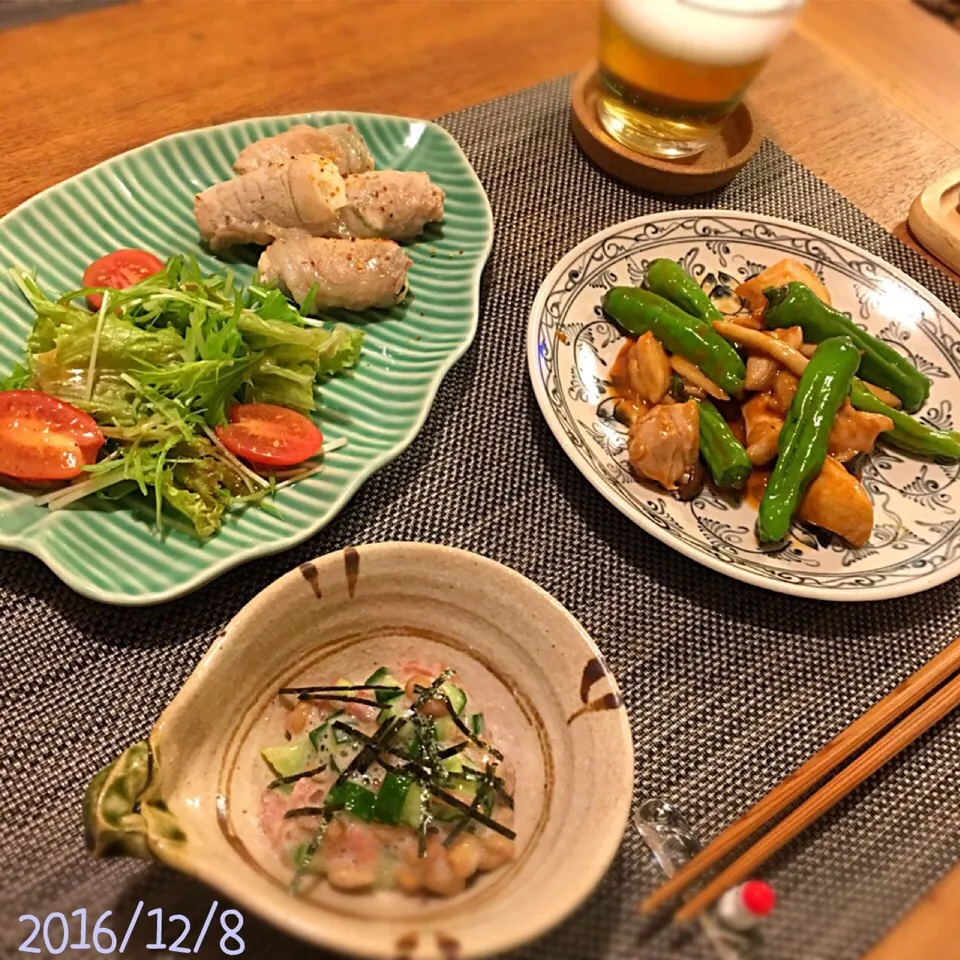 Snapdishの料理写真:冷凍豆腐の肉巻き
鶏もも肉とししとうのコチュジャン炒め
梅きゅうり納豆|𓇼 Ⓢ Ⓗ Ⓘ Ⓝ Ⓞ Ⓑ Ⓤ 𓇼さん