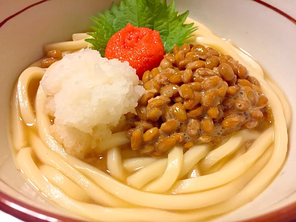 おでんの残り汁で納豆と明太子と大根おろしうどん✨|ponkyさん