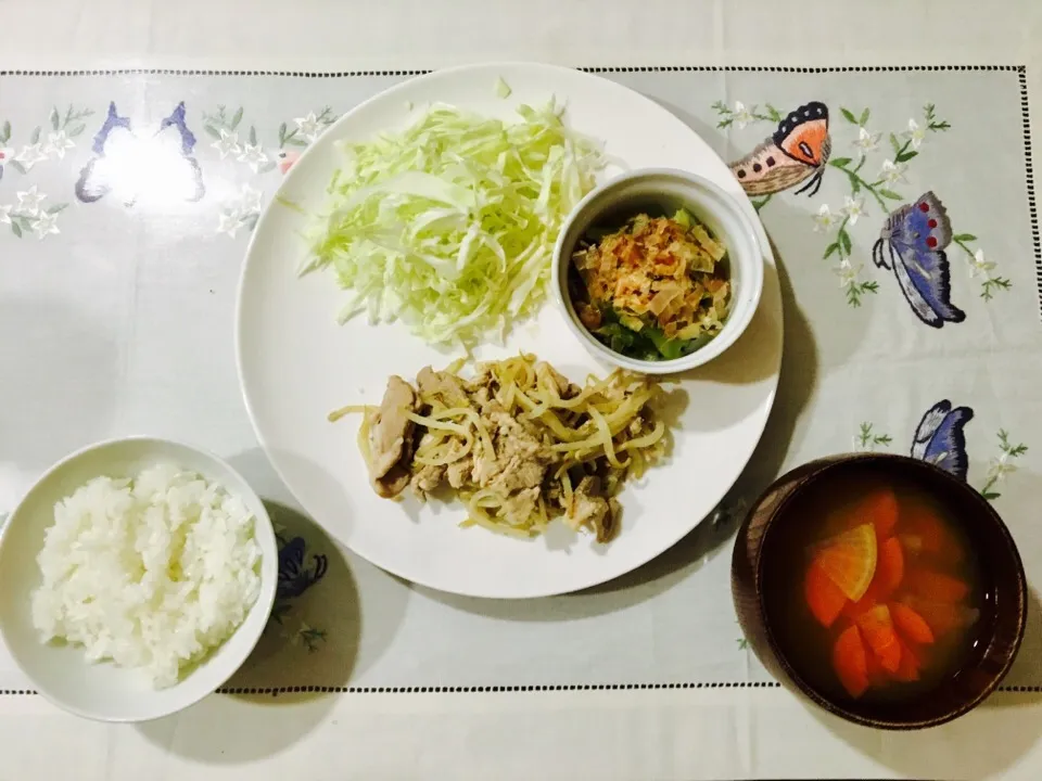 豚肉ともやしの生姜焼きのご飯|みよさん