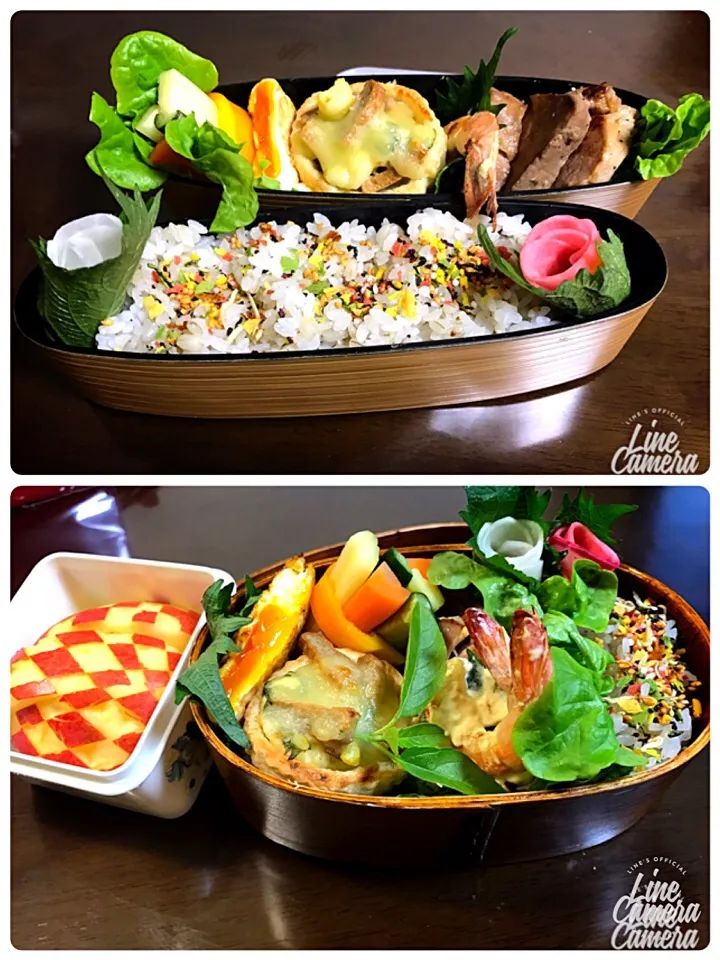 ばろんちゃんのじゃこ天でキッシュ&ロコタンの花ちりめん💐でお弁当🍱|とんちんさん