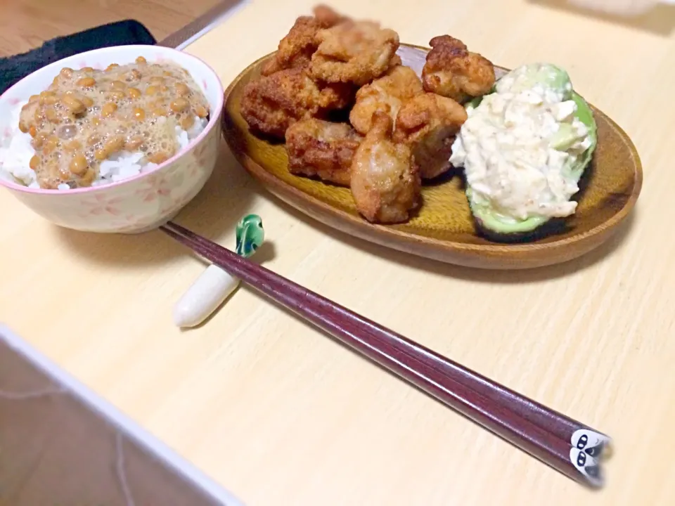 唐揚げ アボカドと豆腐のサラダ|はるかさん