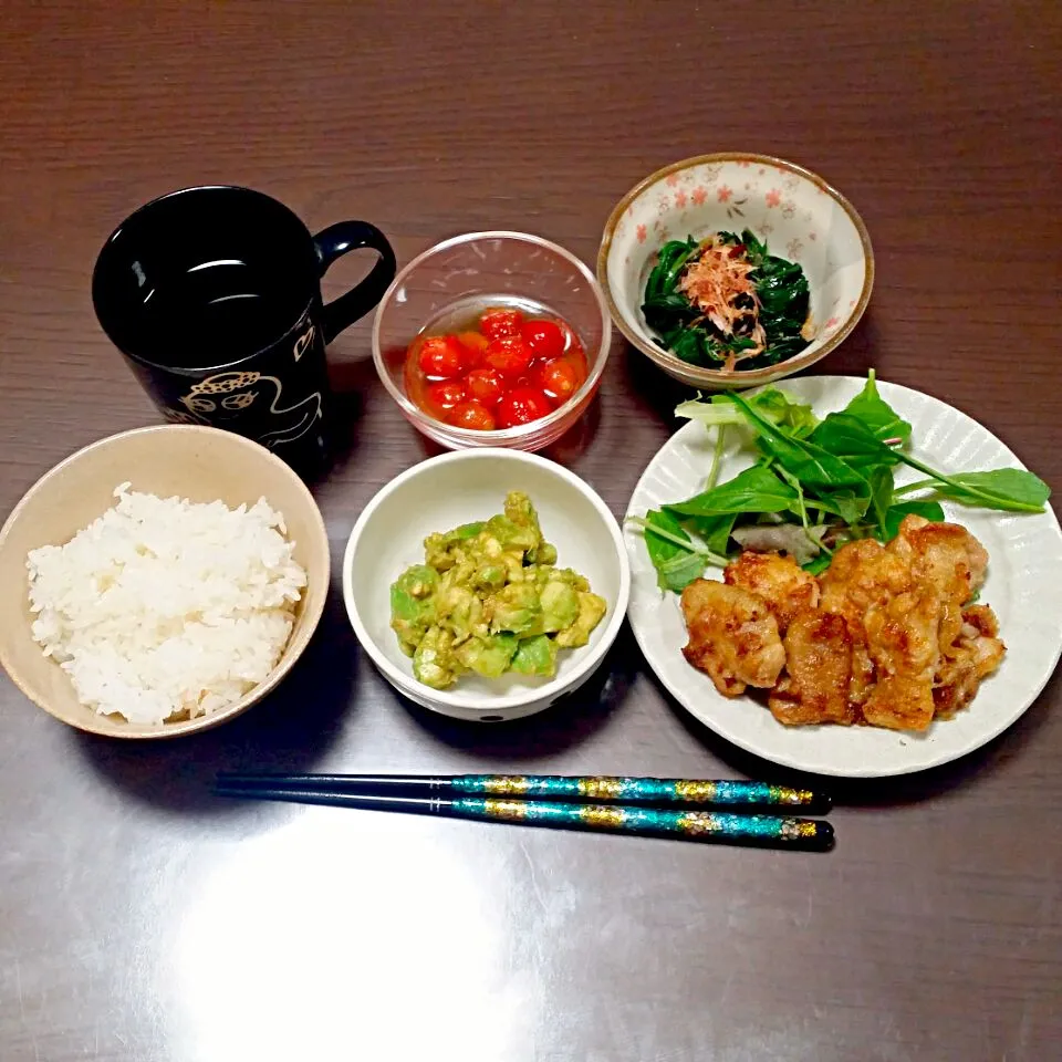 鶏肉のカレー風味照り焼きの夜ご飯♡|Mami.Nさん