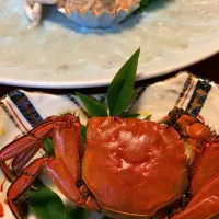 Snapdishの料理写真:ふぐ刺し🐡・ワタリガニ🦀|soeji3さん