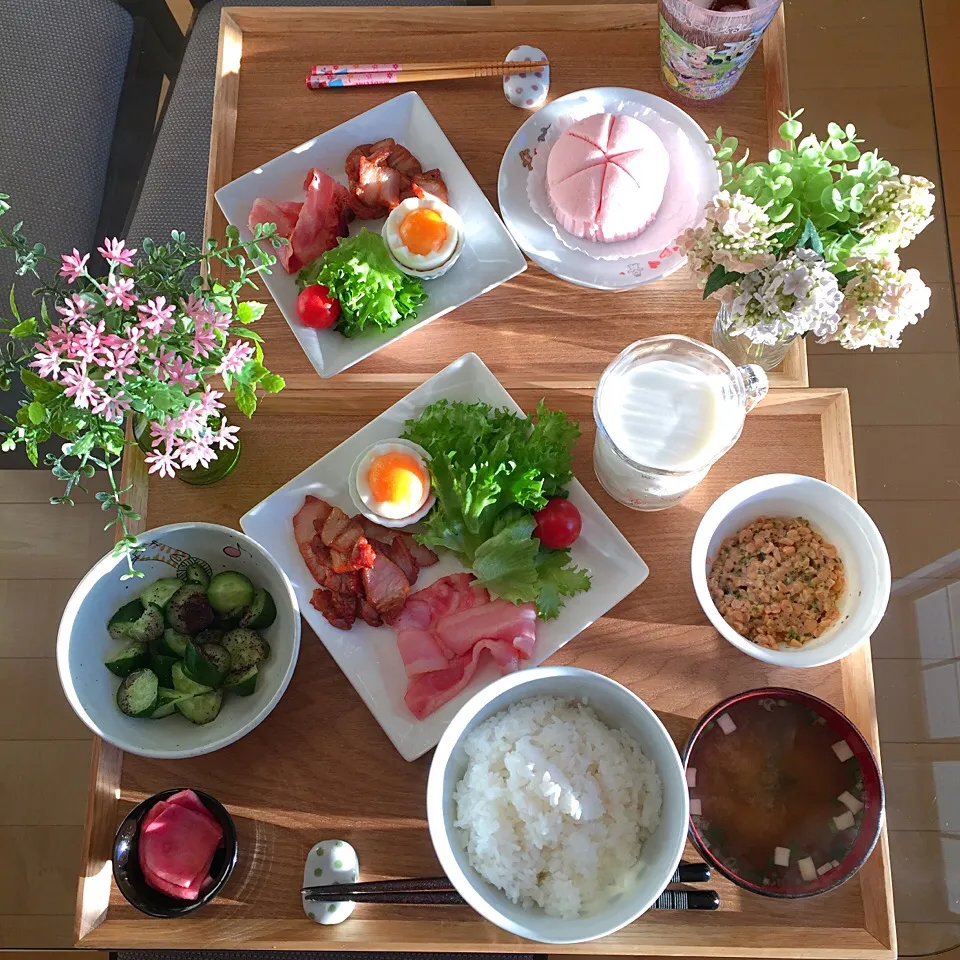 Snapdishの料理写真:12/11❤︎穏やかな朝…主人と娘の休日朝ごはん❤︎|Makinsさん