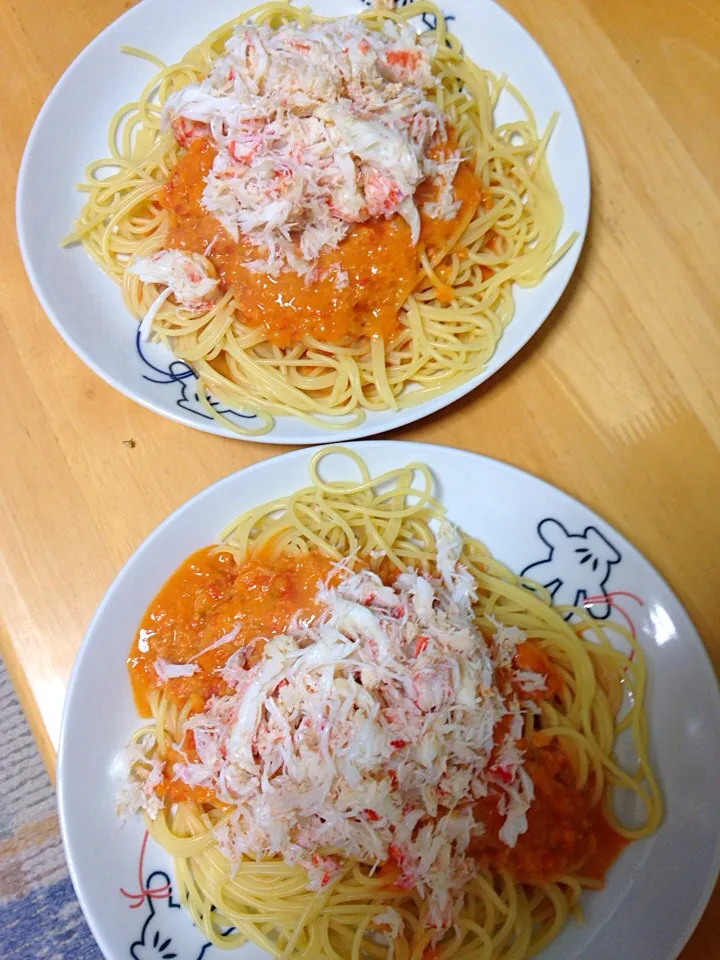 カニトマトソースパスタ
毛蟹の身をのせてみました！|りりこさん