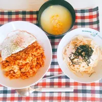 Snapdishの料理写真:#ナシゴレン #コーンスープ #たらこクリームパスタ|knn18さん