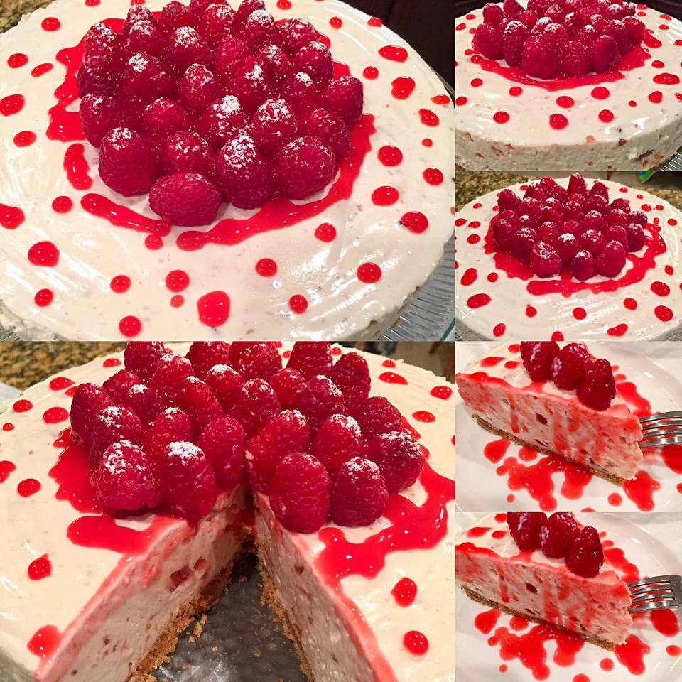 Snapdishの料理写真:Raspberry Cheesecake. Mmm yum 😋|Alma's Home Kitchenさん