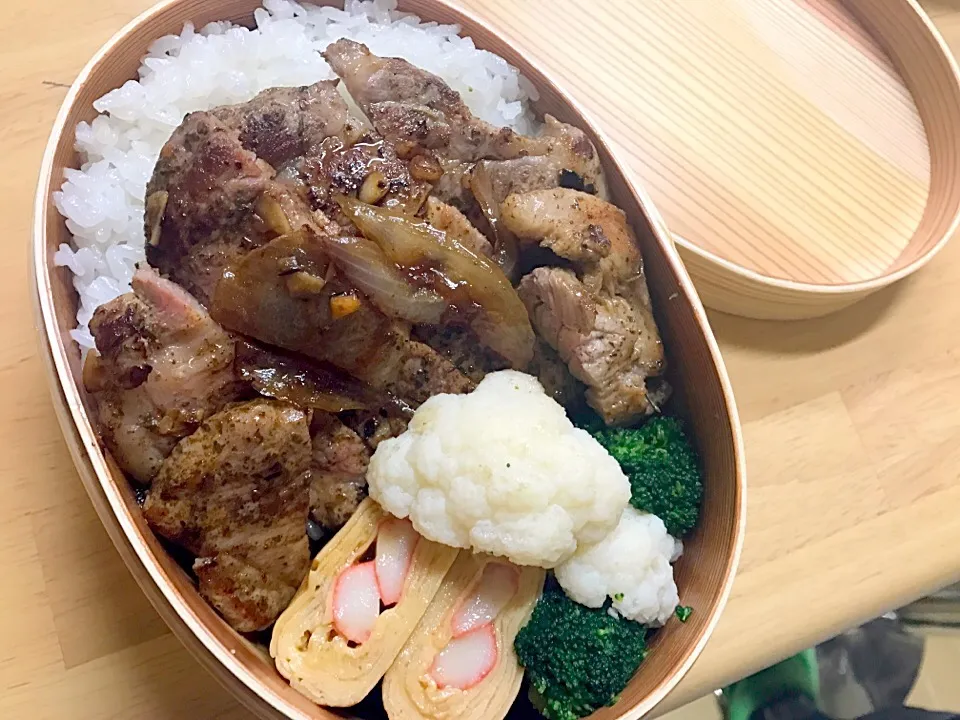 Snapdishの料理写真:#ポークソテー弁当|ゆりえさん