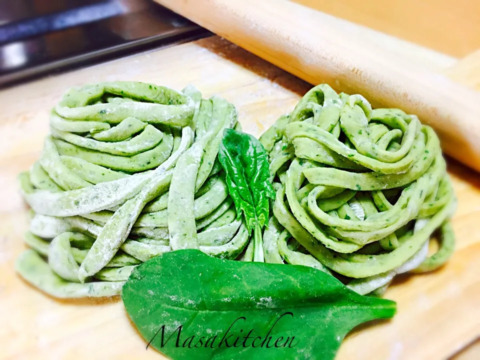 Spinach raw fettuccine|Masakiさん