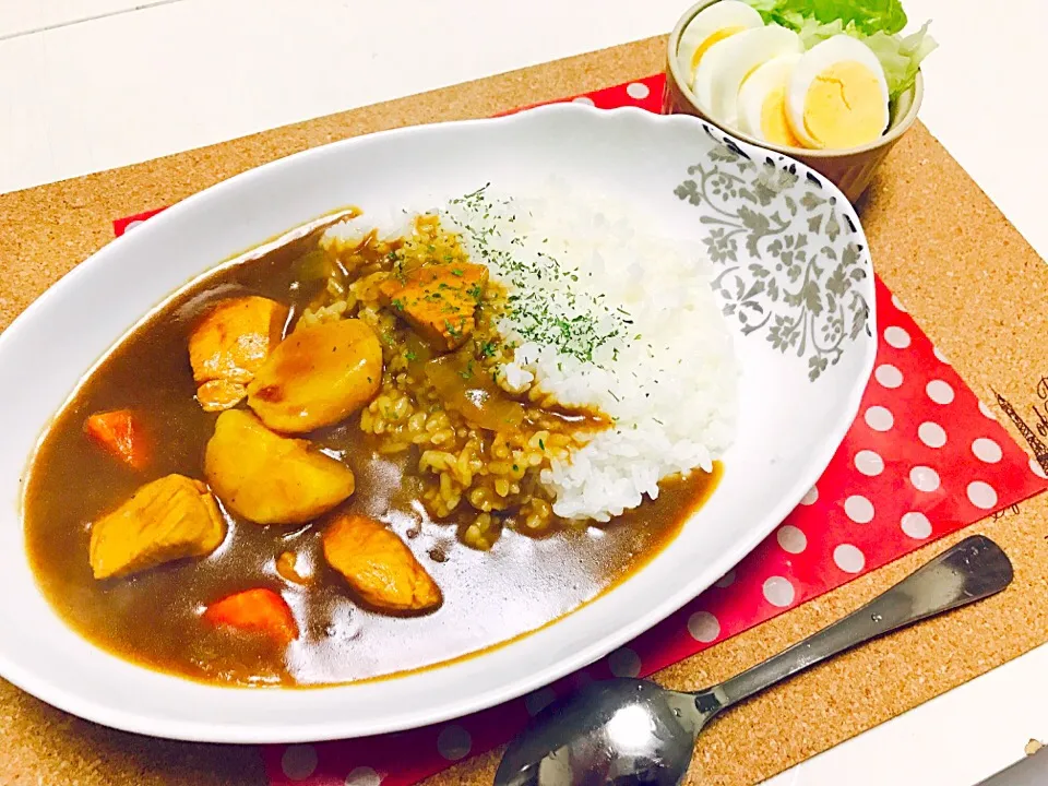 チキンカレー&ミニサラダ♡|みーちゃん(*´∀`)♪さん