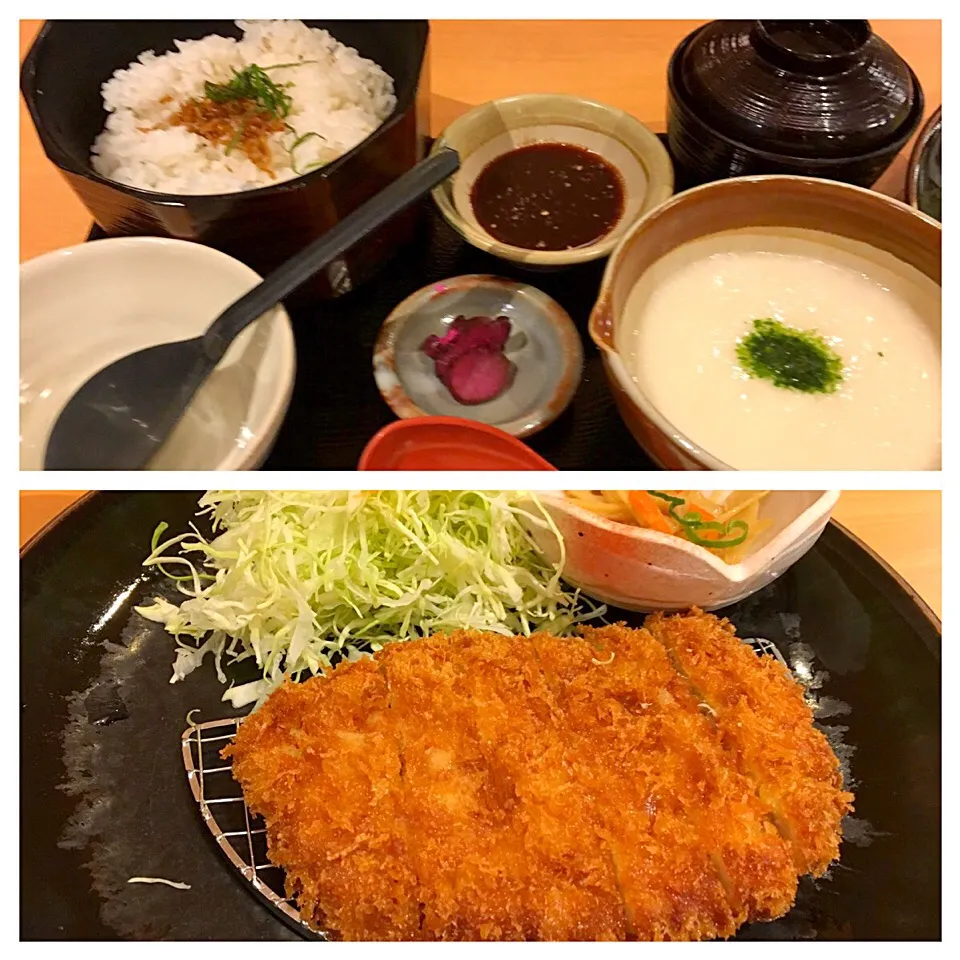 トンカツと麦とろご飯|コージ💫さん