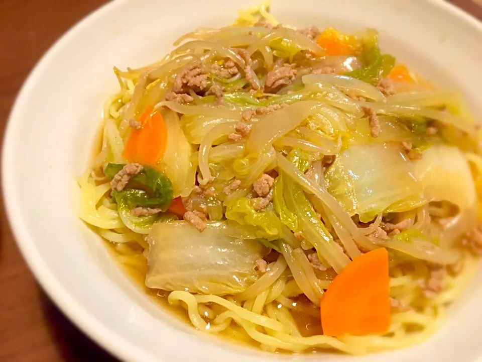 給食みたいな懐かしの味 野菜たっぷりあんかけラーメン|しろいひつじさん