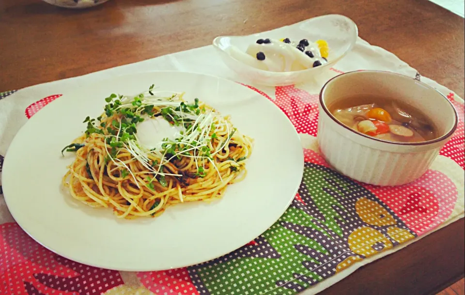 ネギネギさんの料理 簡単ぅんまい❗️錦松梅スパ😋|makikoさん