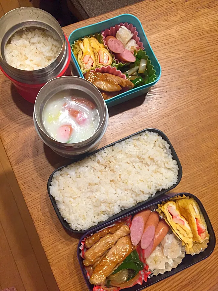 Snapdishの料理写真:中学生息子達弁当ー12月13日|hatabowwyomeさん