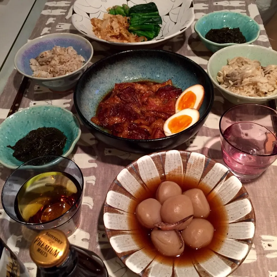 豚軟骨の黒酢トロトロ煮
舞茸ごはん|mapleさん