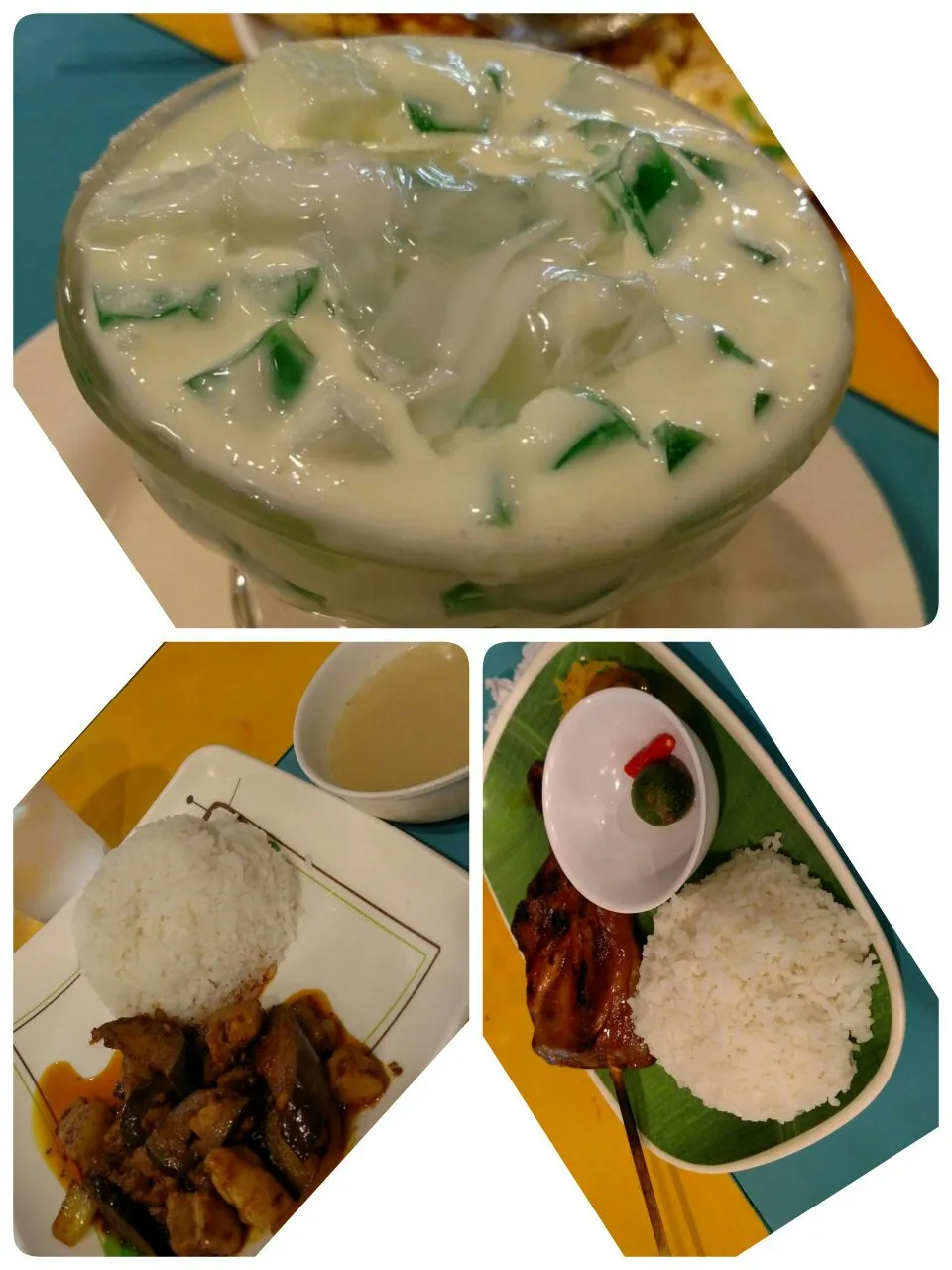 Snapdishの料理写真:dinner binagoongan na baboy chicken inasal ..and dessert  is buko pandan..:-) :-) :-)|lynnさん