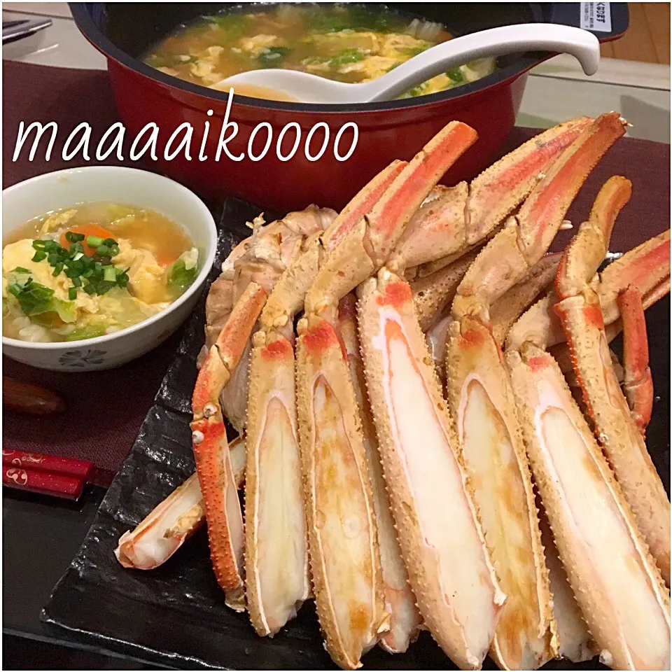 Snapdishの料理写真:焼きガニ&カニ雑炊🦀|マイコさん