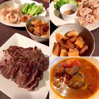 Snapdishの料理写真:猪🐗肉焼き&スープ٩̋(๑˃́ꇴ˂̀๑)|soeji3さん