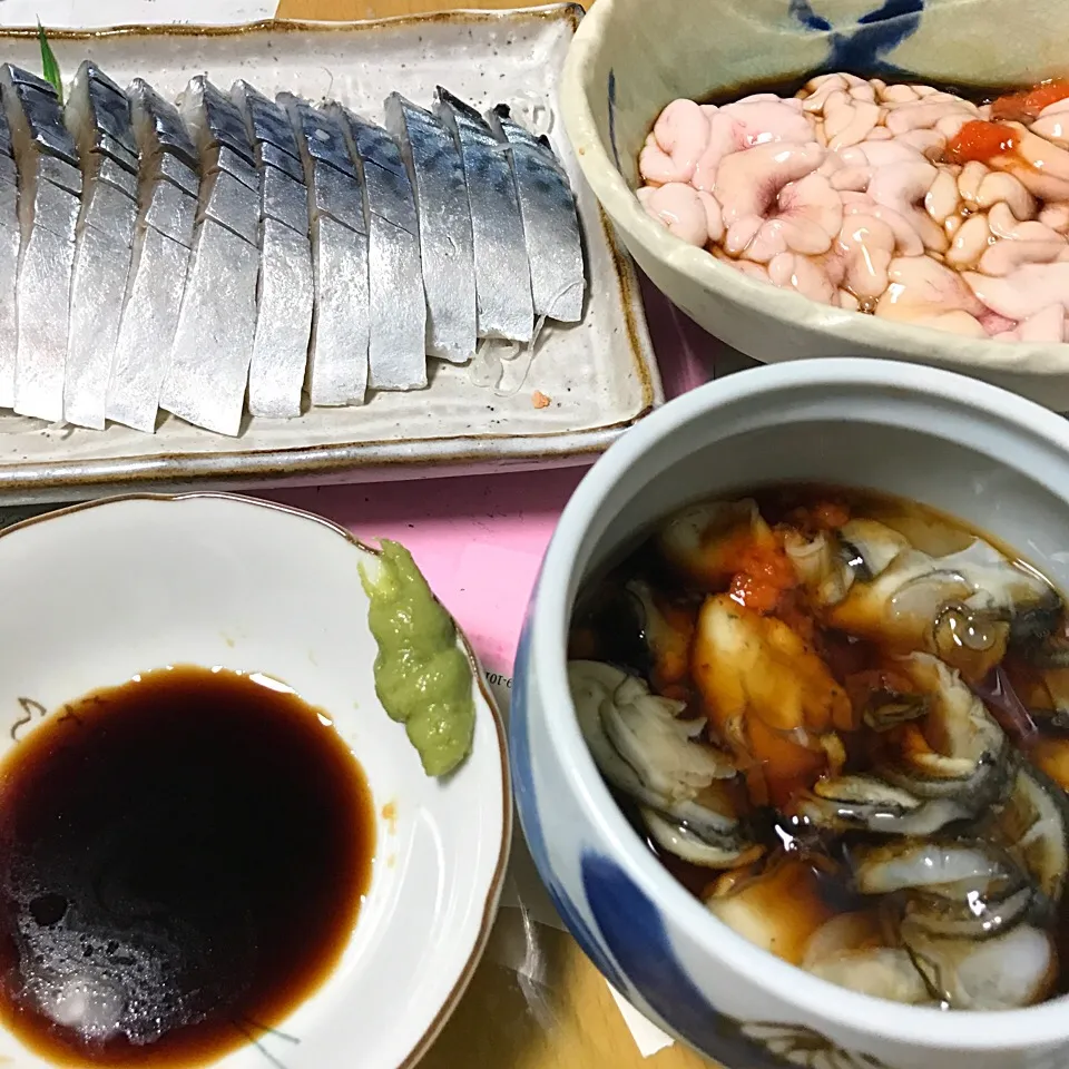 〆さば、たちぽん、牡蠣ぽん‼️苦手な人からしたらウェっとなる組み合わせで🍻|Minor.SSKさん