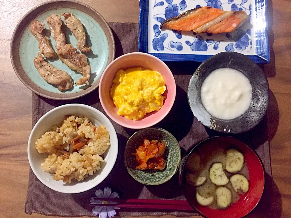 魚、せせり焼き、かぼちゃサラダ、とろろ|せさん