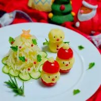 Snapdishの料理写真:大根のマリネでツリー🎄
プチトマトとマッシュドポテトでサンタとスノーマン🎅⛄️