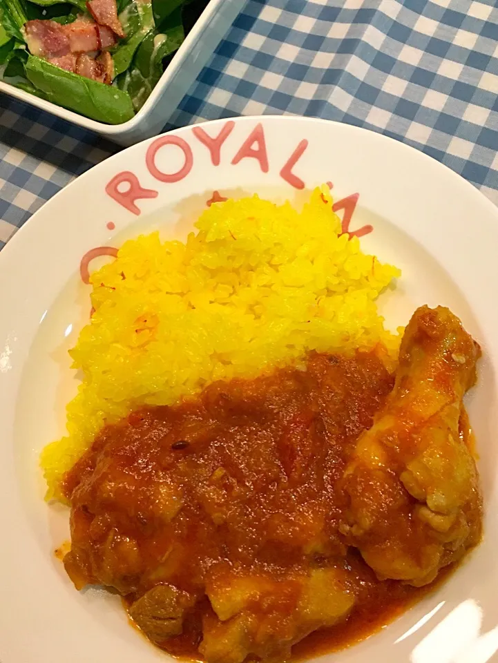 Snapdishの料理写真:サフランライスとチキントマトカレー|ayaさん