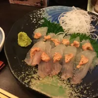 Snapdishの料理写真:かわはぎ刺身 肝添え|ししょうさん