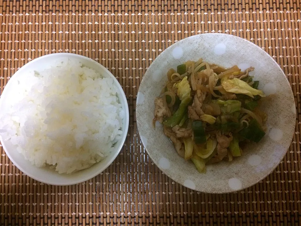 豚肉野菜炒めご飯|ばーさんさん