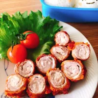 【お弁当に】肉巻きチーズのケチャップ炒め