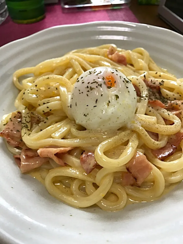 お家にあるもので★プチ贅沢カルボナーラうどん|mopusiさん