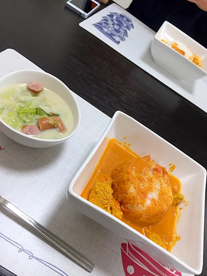 バターチキンカレーと白菜豆乳スープ|みぅさん