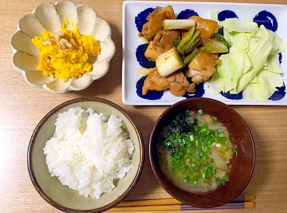 鶏肉とネギの焼き鳥風
さつまいもとカボチャのサラダ|yk328さん