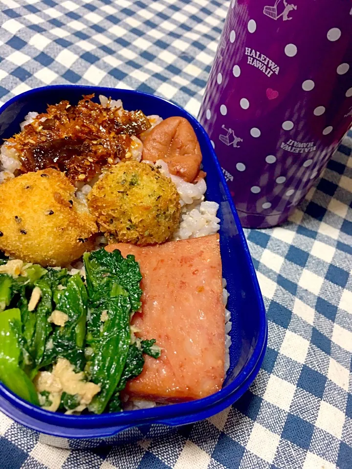 カラシナ炒め弁当🍱😋|みっちゃんさん