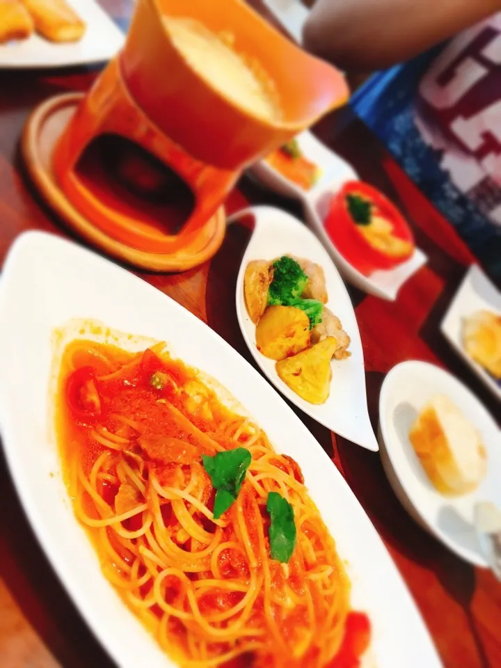 Snapdishの料理写真:#パスタ#チーズフォンデュ|キウイさん