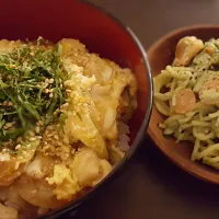 Snapdishの料理写真:親子丼とパスタサラダ|兒島　勇さん