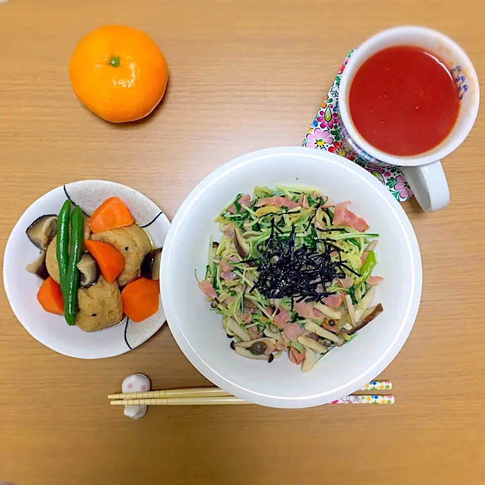 和風塩焼きそばとがんもの煮物|わえぴょんさん