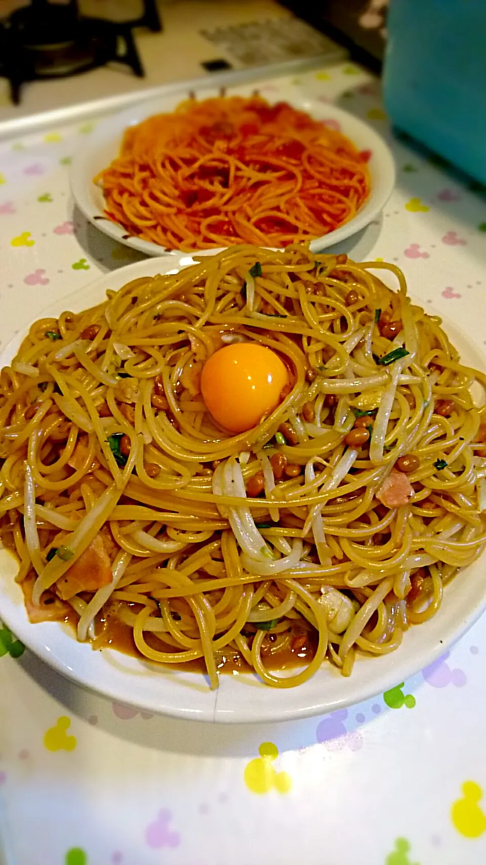 納豆パスタ&茄子とトマトのパスタ|よちやまさん